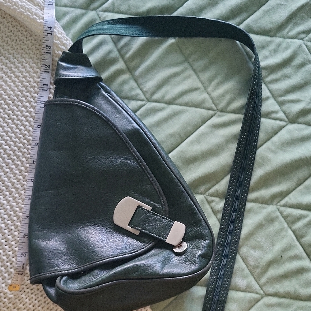 Dark Green Leather Crossbody Bag